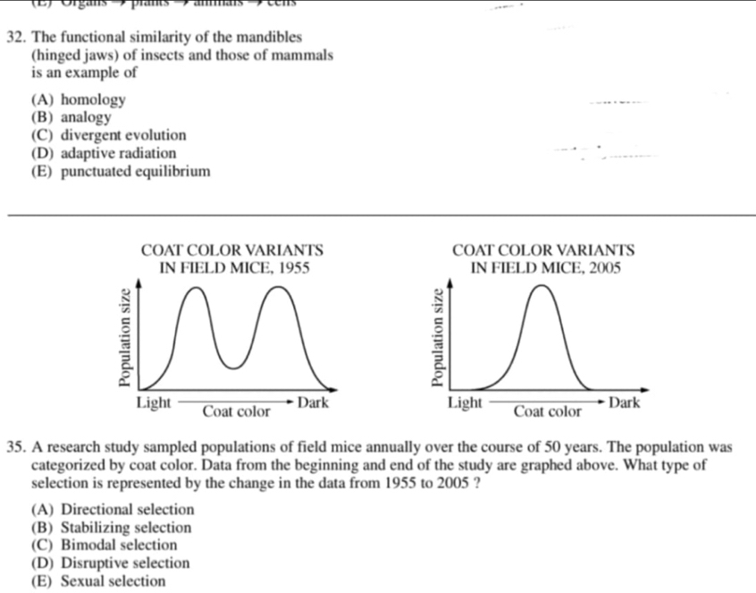 تم الحل:Organs -prants 32. The functional similarity of the mandibles ...