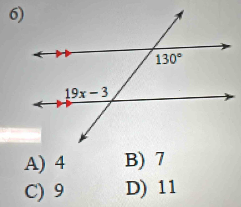 A) 4 B) 7
C) 9 D) 11