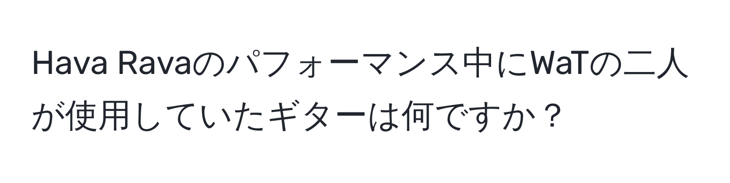 Hava Ravaのパフォーマンス中にWaTの二人が使用していたギターは何ですか？