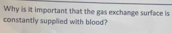 Why is it important that the gas exchange surface is 
constantly supplied with blood?