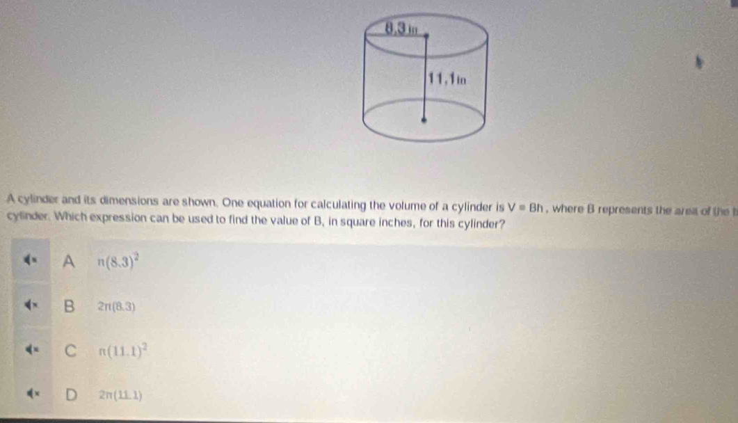 Solved: A cylinder and its dimensions are shown. One equation for ...