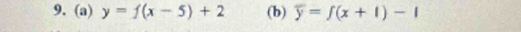 y=f(x-5)+2 (b) overline y=f(x+1)-1