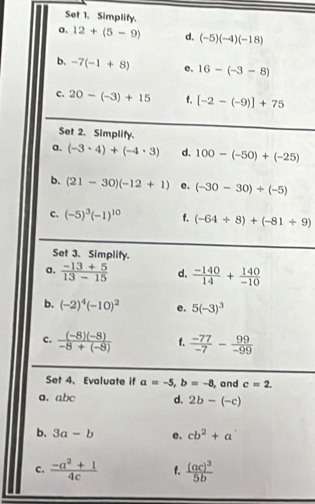 Set 1、 Simplify.