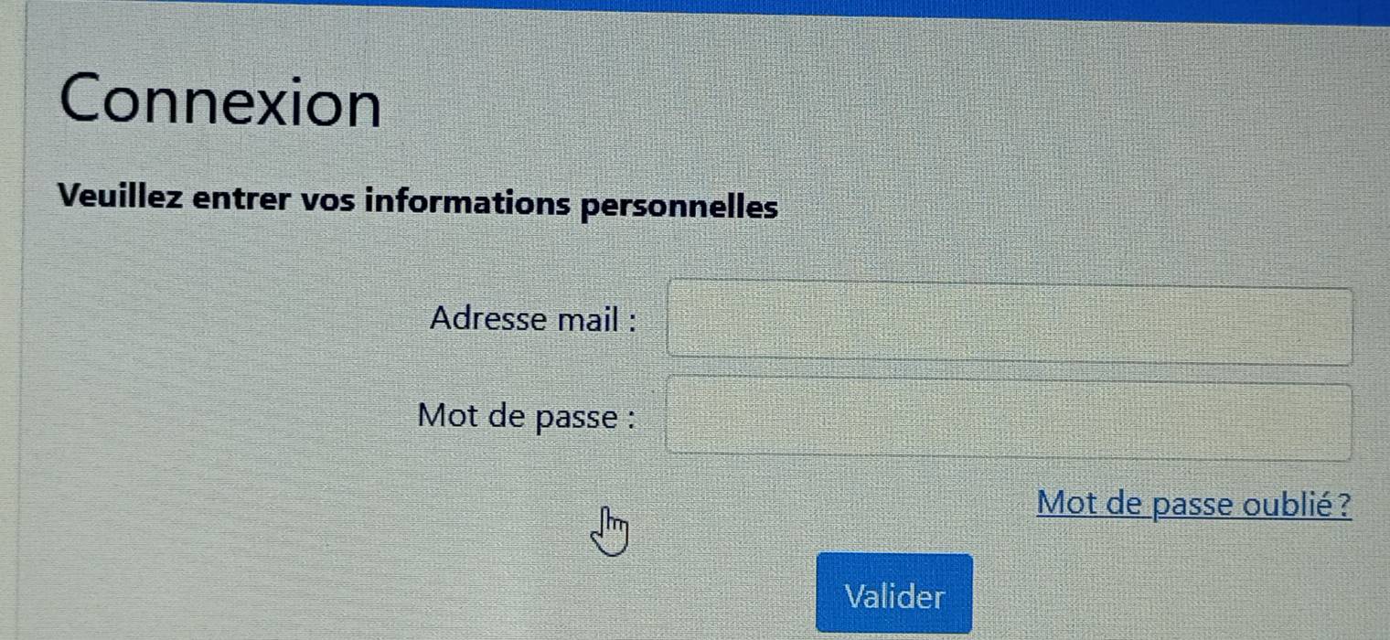 Résolu :Connexion Veuillez entrer vos informations personnelles Adresse ...