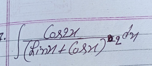 ∈t frac cos 2x(sin 2x+cos x)^22^(dx)