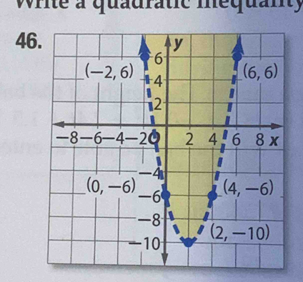 Write a quadratic mequan  
46