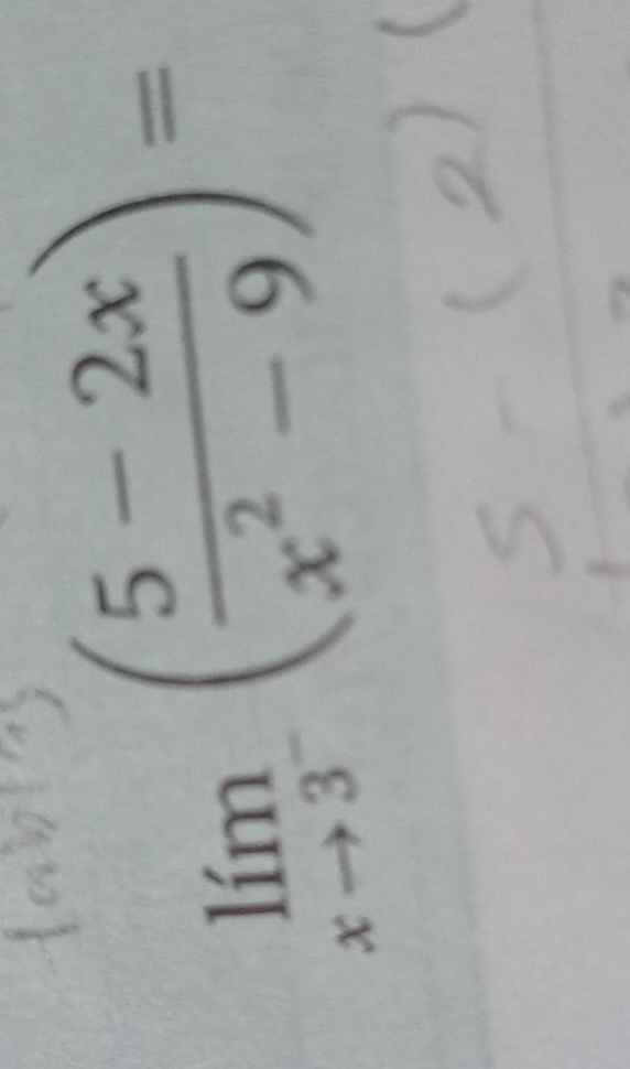 limlimits _xto 3^-( (5-2x)/x^2-9 )=