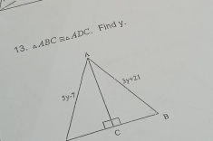 △ ABC≌ △ ADC Find y.