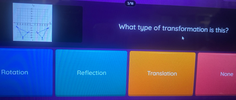 3/18
What type of transformation is this?
Rotation Reflection Translation None