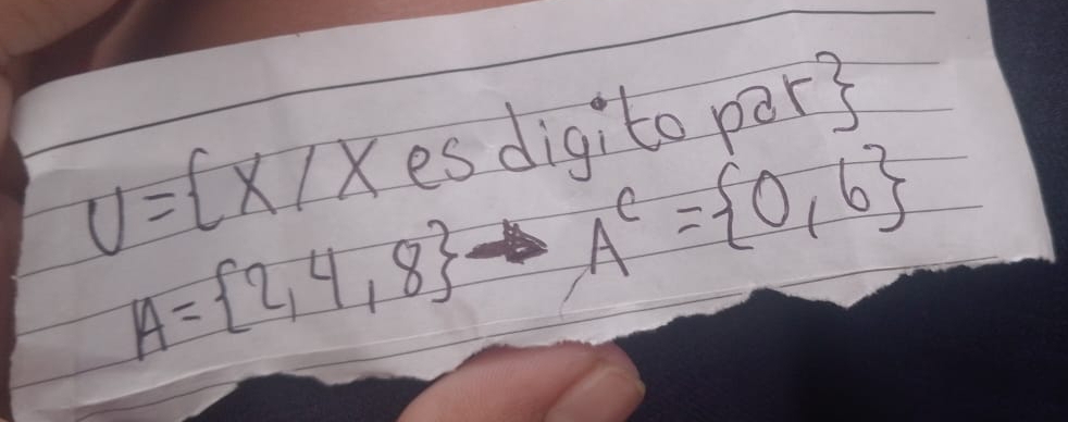 U= x LX es digito par?
A= 2,4,8 A^c= 0,6