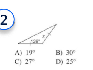 2
A) 19° B) 30°
C) 27° D) 25°