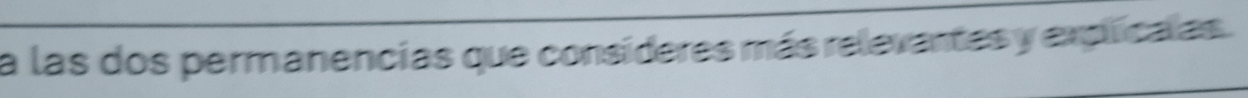 a las dos permanencias que consíderes más relevantes y explcalas.