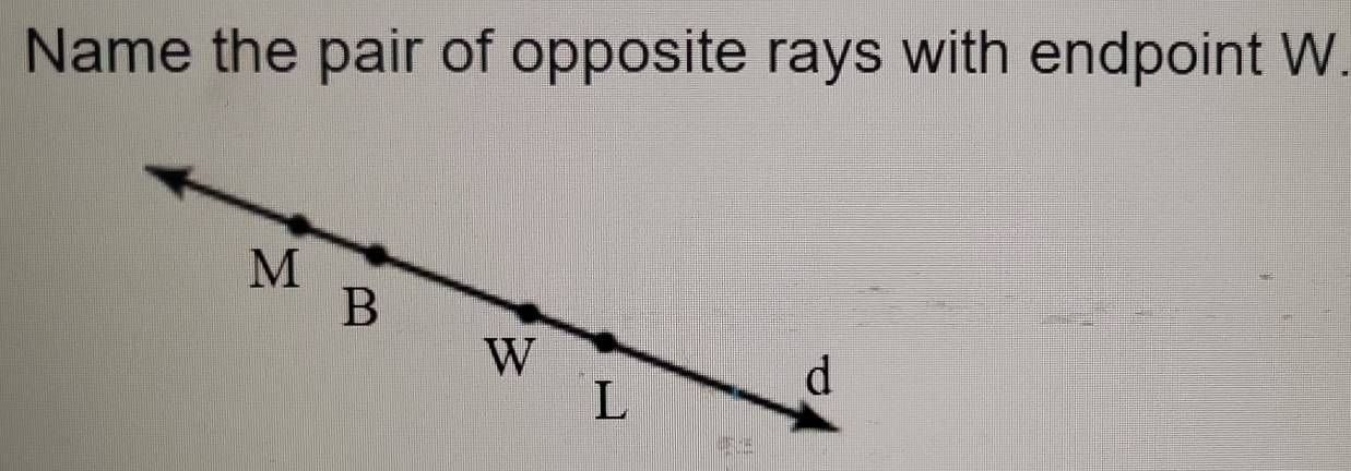 Name the pair of opposite rays with endpoint W.