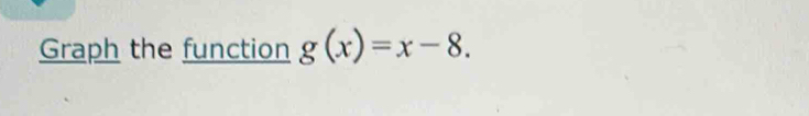 Graph the function g(x)=x-8.