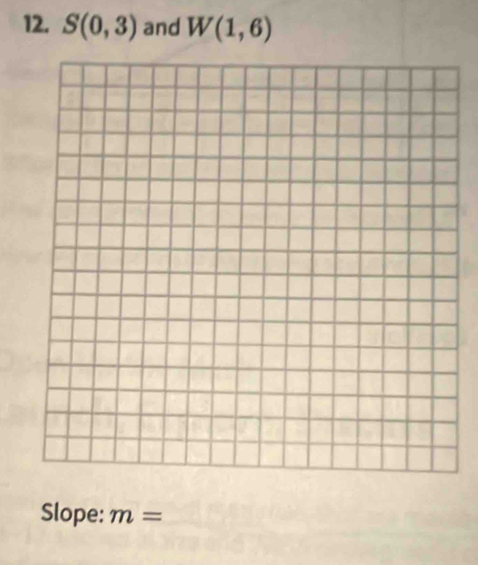 S(0,3) and W(1,6)
Slope: m=