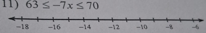 63≤ -7x≤ 70