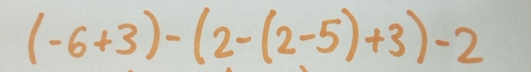 (-6+3)-(2-(2-5)+3)-2