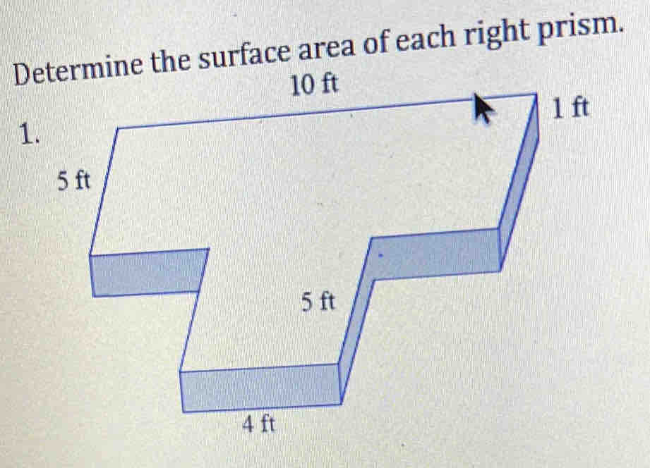 Determine the surface area of each right prism.