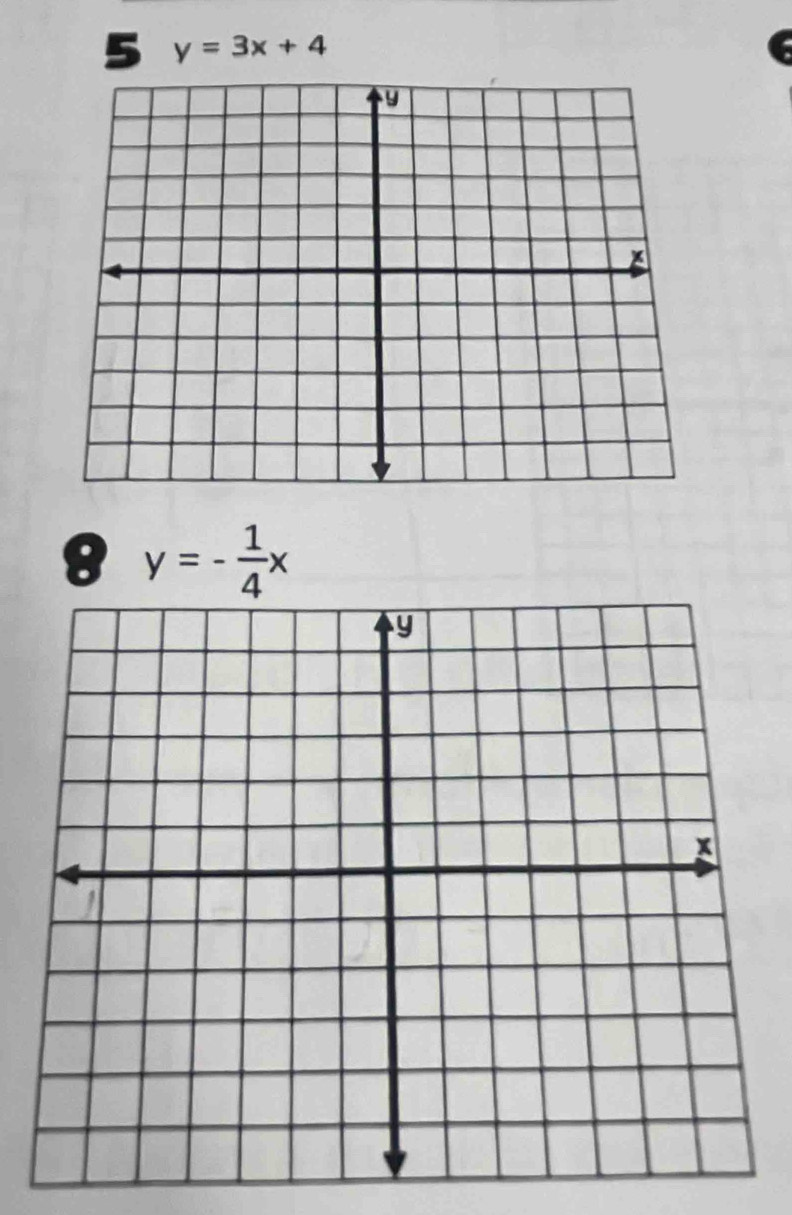 5 y=3x+4
8 y=- 1/4 x