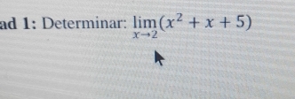 ad 1: Determinar: limlimits _xto 2(x^2+x+5)