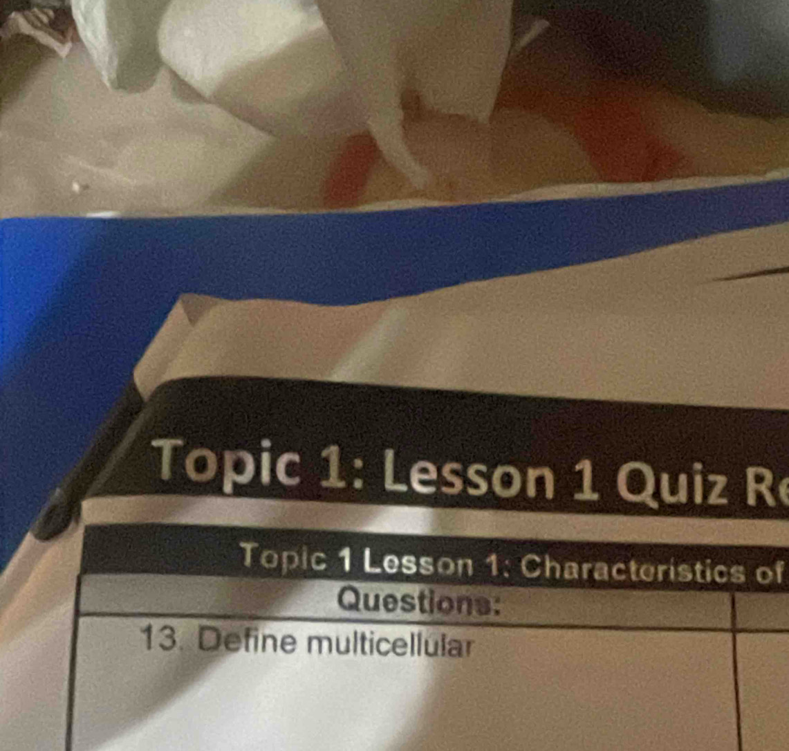 Topic 1: Lesson 1 Quiz R
f