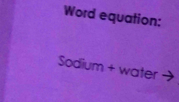 Word equation: 
Sodium + water