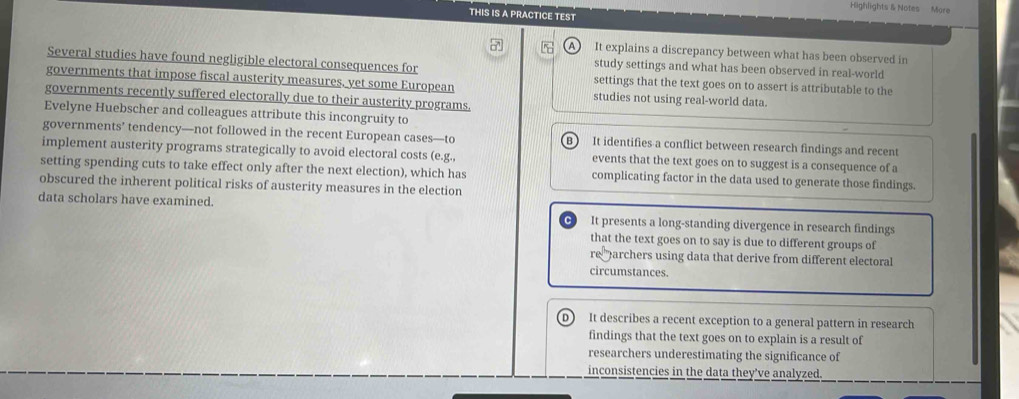 Solved: Highlights & Notes More THIS IS A PRACTICE TEST It explains a ...