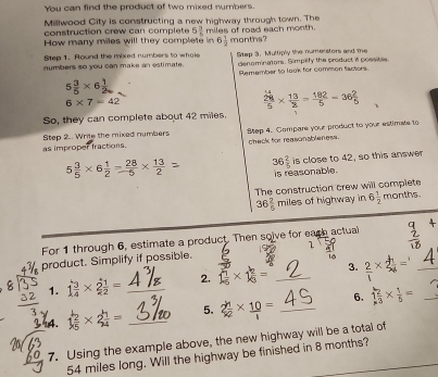 Solved: You can find the product of two mixed numbers Milllwood City is ...