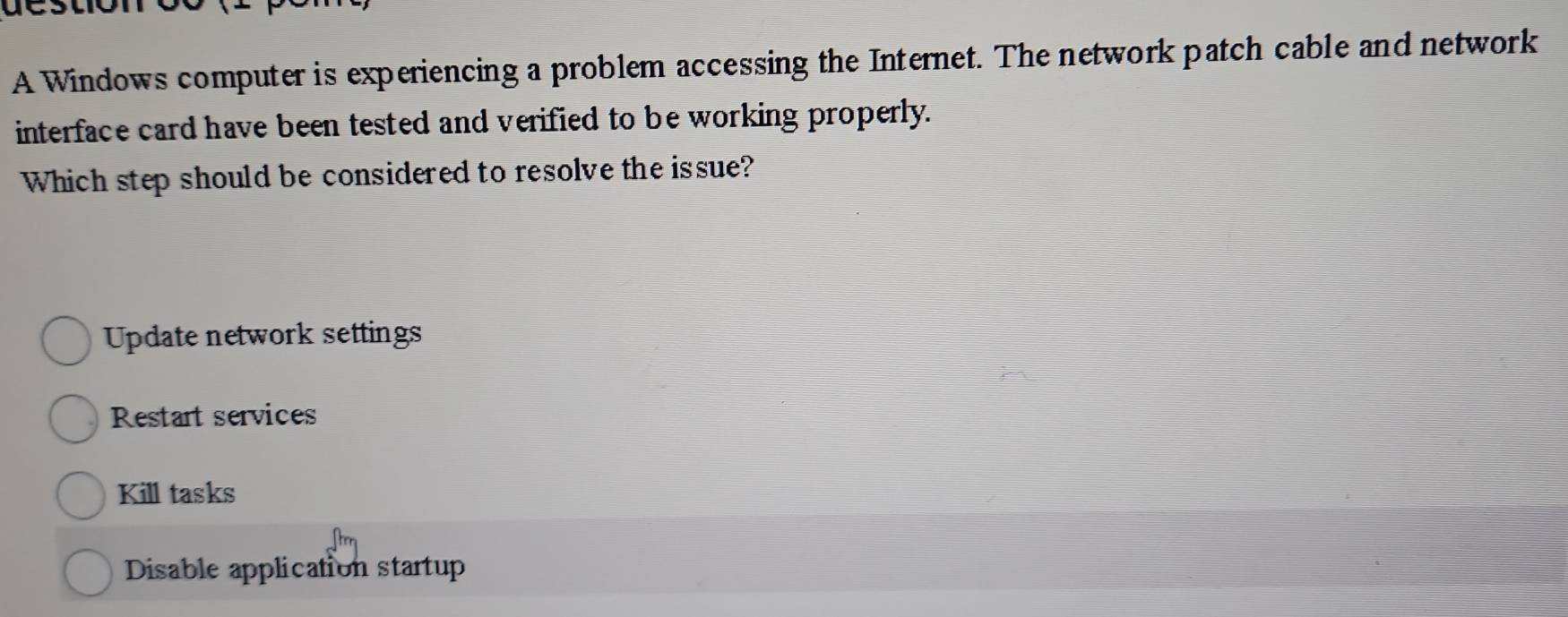 Solved: A Windows computer is experiencing a problem accessing the ...