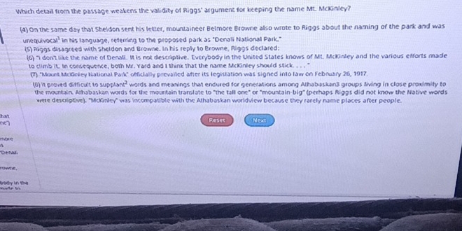 Solved: Which detail from the passage weakens the validity of Riggs ...