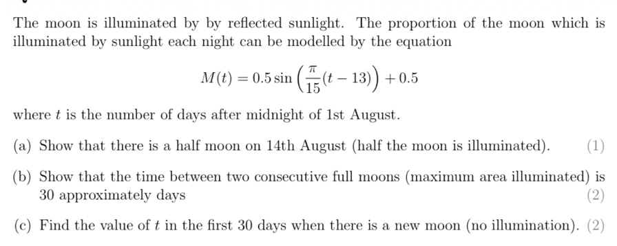 Solved: The moon is illuminated by by reflected sunlight. The ...