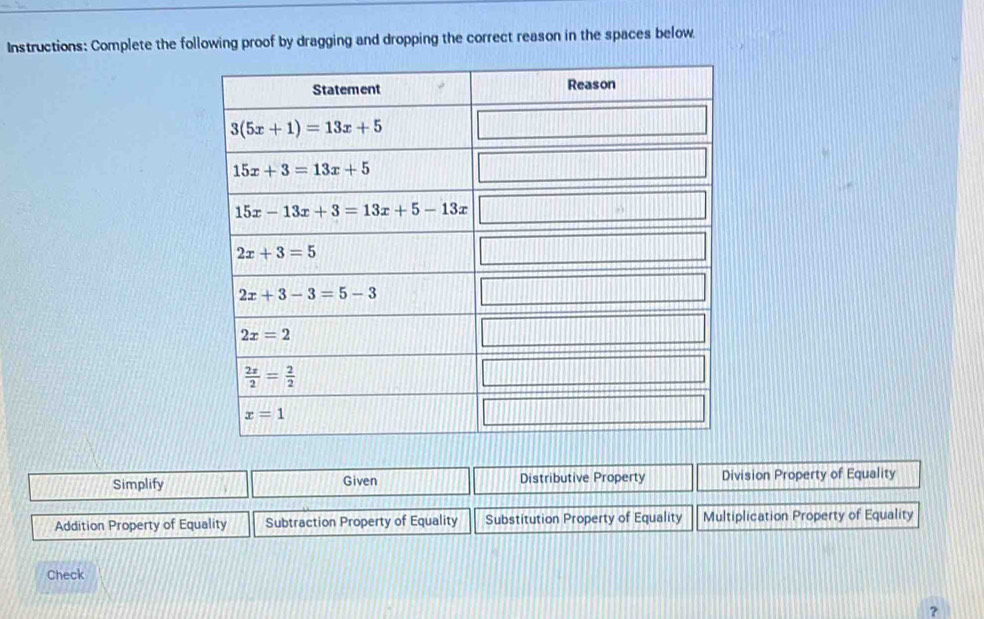 Solved: Instructions: Complete the following proof by dragging and ...