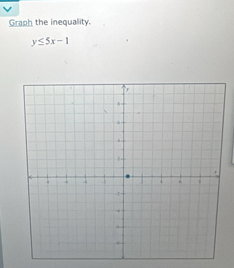 Graph the inequality.
y≤ 5x-1