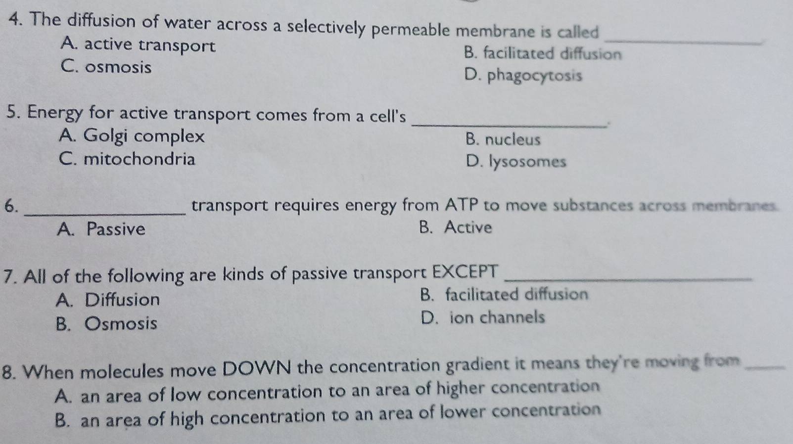 Solved: The diffusion of water across a selectively permeable membrane ...