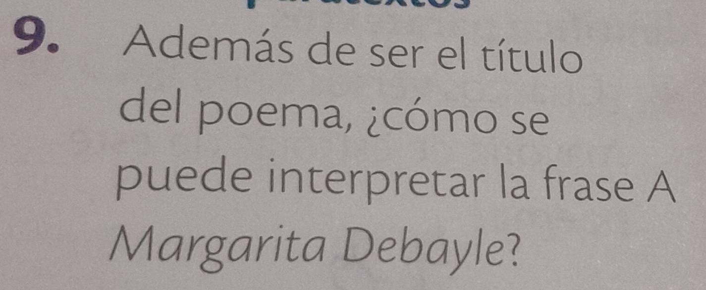 Además de ser el título 
del poema, ¿cómo se 
puede interpretar la frase A 
Margarita Debayle?