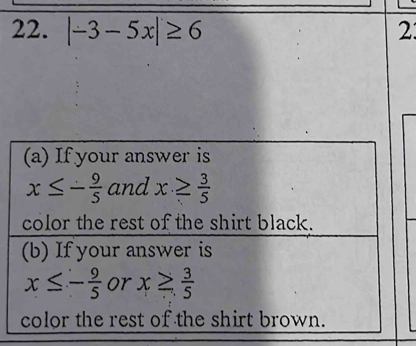 |-3-5x|≥ 6 2