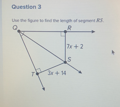 Use the figure to find the length of segment RS.