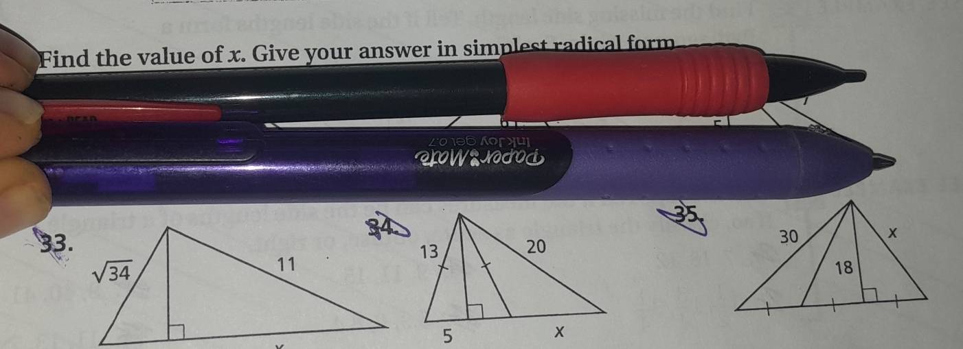 Find the value of x. Give your answer in simplest radical form
Lo106  orxu
ROWINODOL
33.