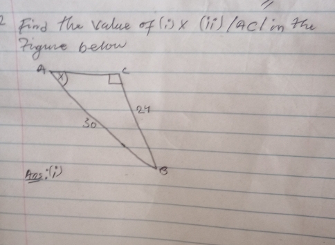 Find the value of (i)* (ii)/AC/inthe
Pigure below