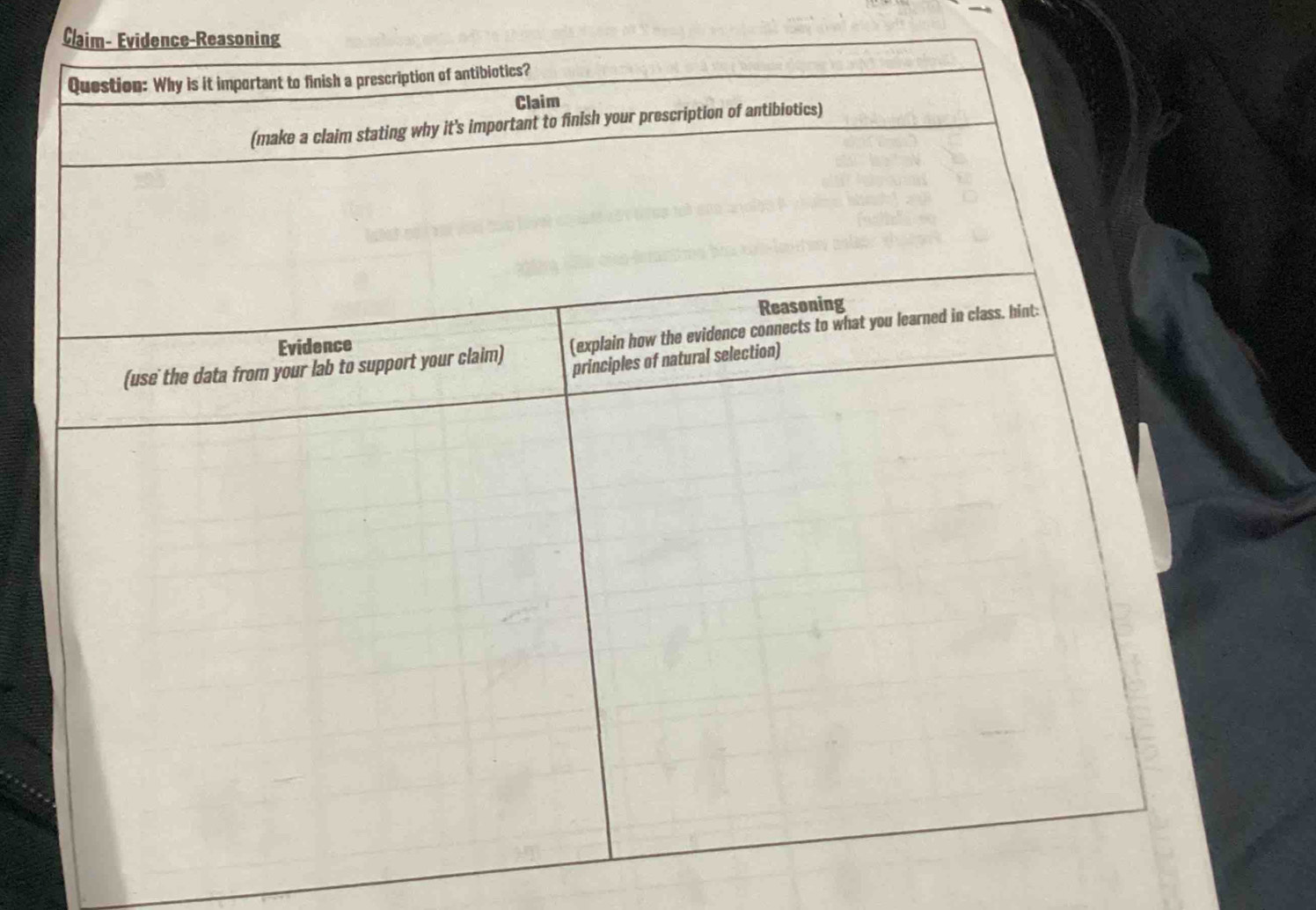 Claim- Evidence-Reasoning