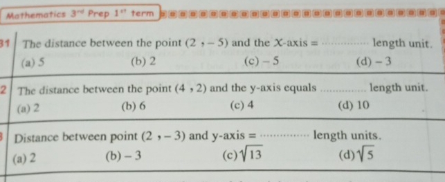 Matics 3^(rd) Prep 1^(st) term ----d 0 0 D a 0 。
31
2