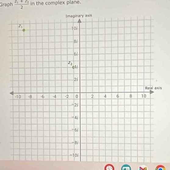 Graph frac z_1+z_22 in the complex plane.
s