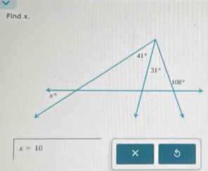 Find x.
x=10
× 5