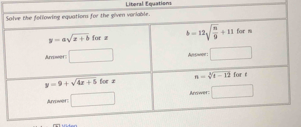 Literal Equations
Viden