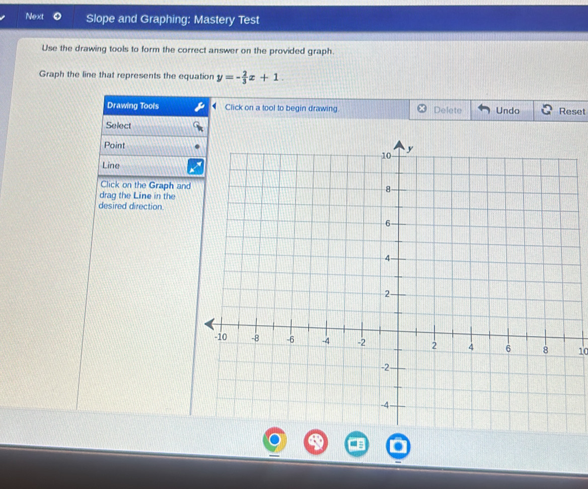 Solved: Next Slope and Graphing: Mastery Test Use the drawing tools to ...