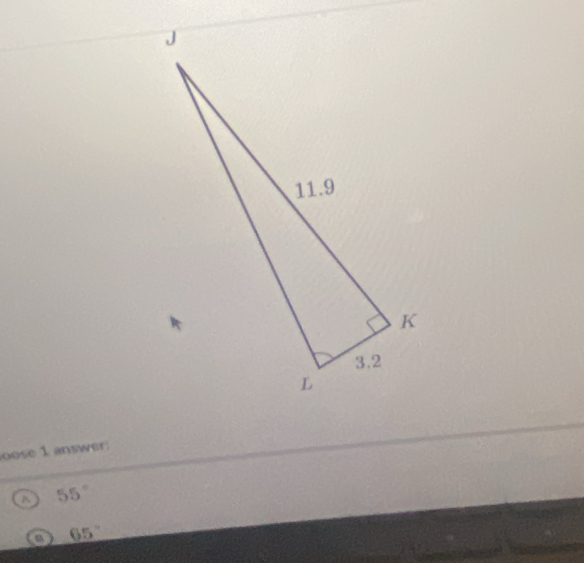 oose 1 answer:
a 55°
a 65°