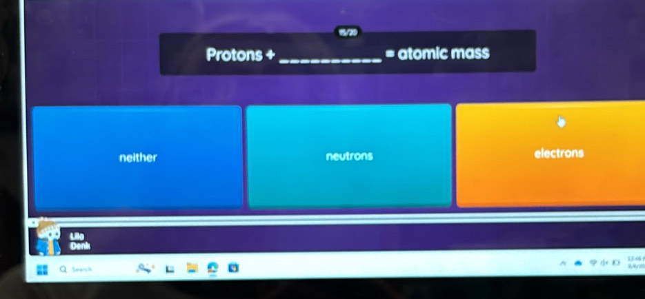 Protons + _ = atomic mass
neither neutrons electrons
480