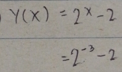 y(x)=2^x-2
=2^(-3)-2