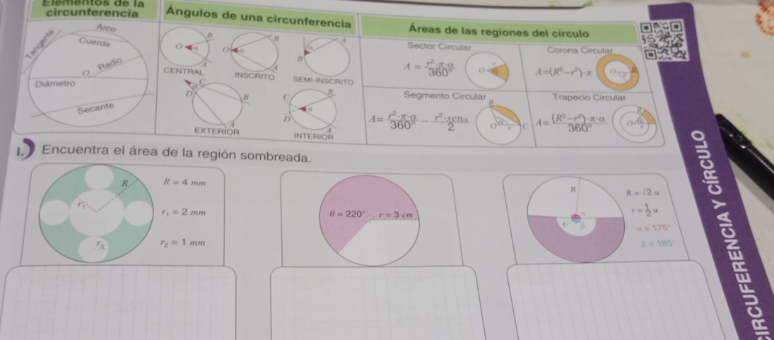 Resuelto:Elêmentos de la circunferencia Ángulos de una circunferencia ...