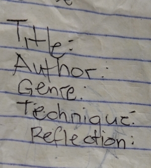 TiHe 
Author. 
Gence. 
techniqus. 
Reflection: